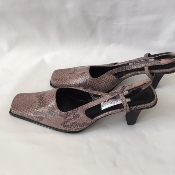 Worthington Square Toe Soft Lavender/Grey Skin Slingback Heels - Picture 10 of 15